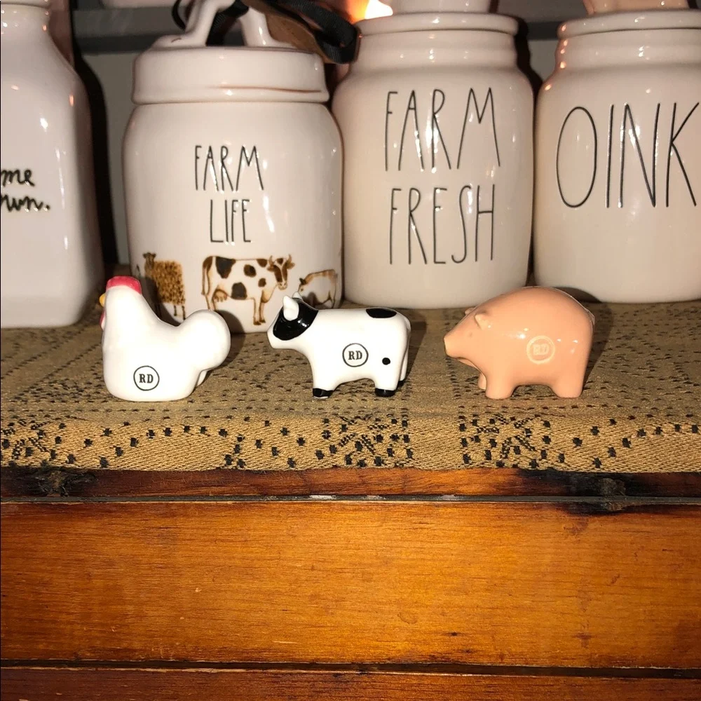 Rae Dunn Farm Animals Mug Charms Set of 3 (Rooster/Cow/Pig)